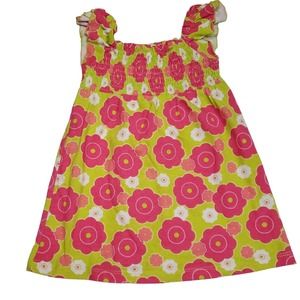 Girls Kidgits Floral Knit Dress Size 24M Pink Green Sleeveless